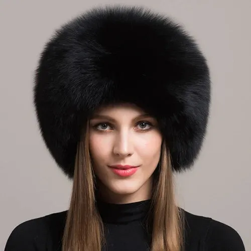 Luxurious 100% Natural Fox Fur Hat for Women – Cozy Winter Outdoor Skullies & Beanies