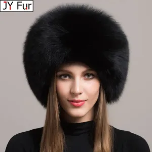 Luxurious 100% Natural Fox Fur Hat for Women – Cozy Winter Outdoor Skullies & Beanies