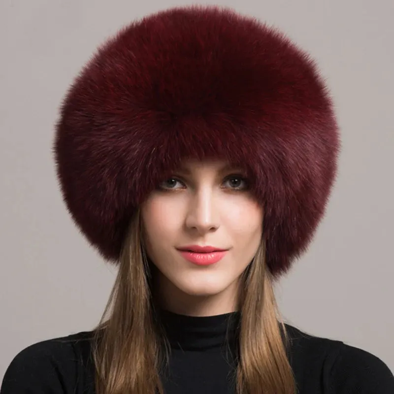 Luxurious 100% Natural Fox Fur Hat for Women – Cozy Winter Outdoor Skullies & Beanies