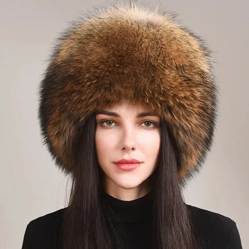 Luxurious 100% Natural Fox Fur Hat for Women – Cozy Winter Outdoor Skullies & Beanies