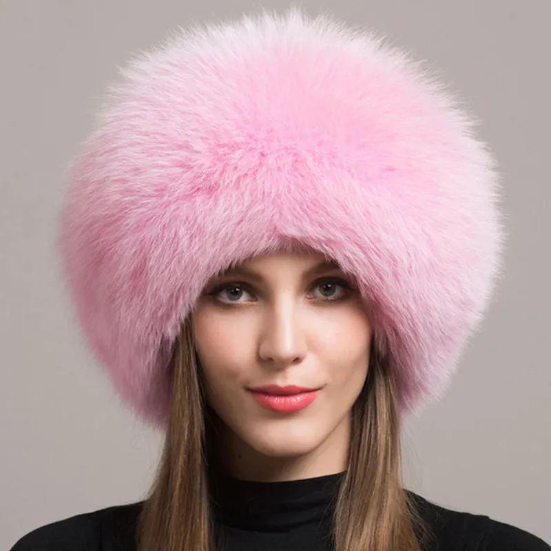 Luxurious 100% Natural Fox Fur Hat for Women – Cozy Winter Outdoor Skullies & Beanies