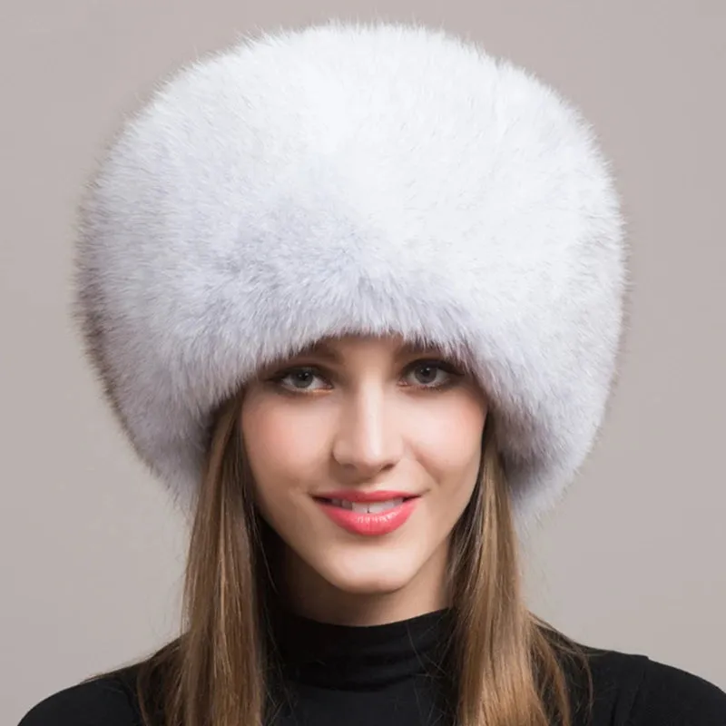 Luxurious 100% Natural Fox Fur Hat for Women – Cozy Winter Outdoor Skullies & Beanies