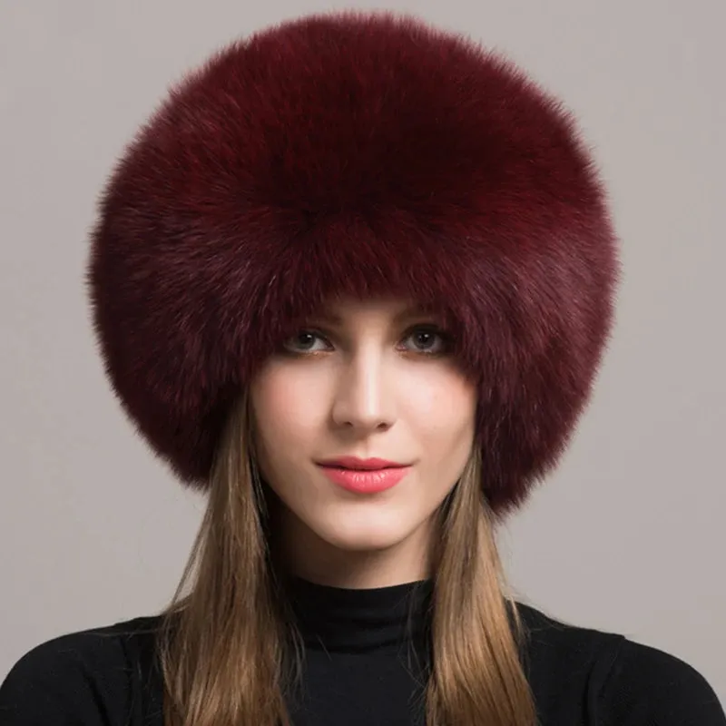 Luxurious 100% Natural Fox Fur Hat for Women – Cozy Winter Outdoor Skullies & Beanies