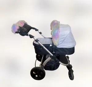 Luxury Faux Fur Pram Hood Trim/Handmuff - Sherbert