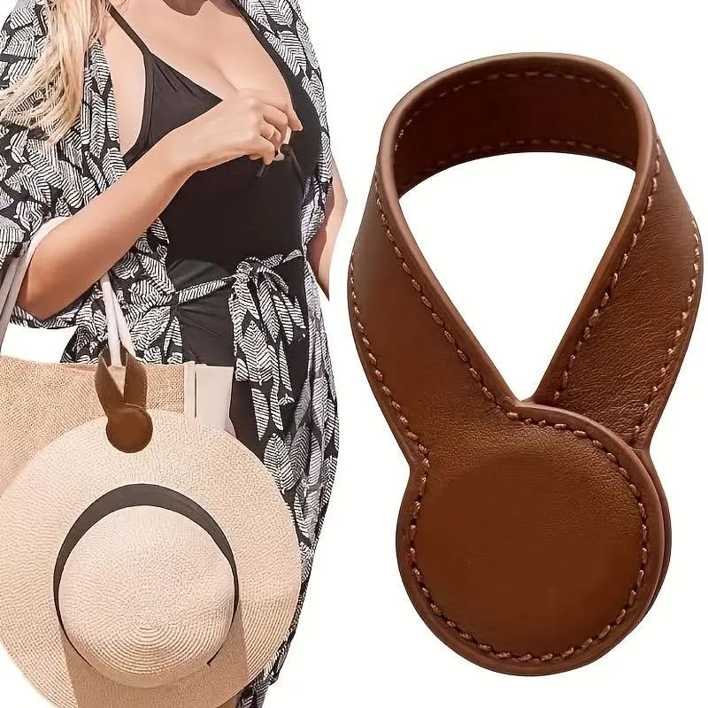 Magnetic Faux Leather Hat Clip – Travel-Friendly Bag & Cap Holder