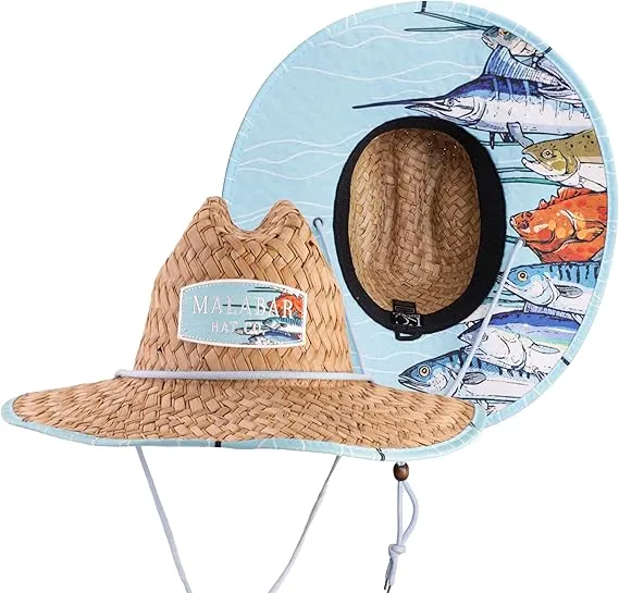 Malabar Hat Fabric Pattern Print Straw Sunhat Men & Women