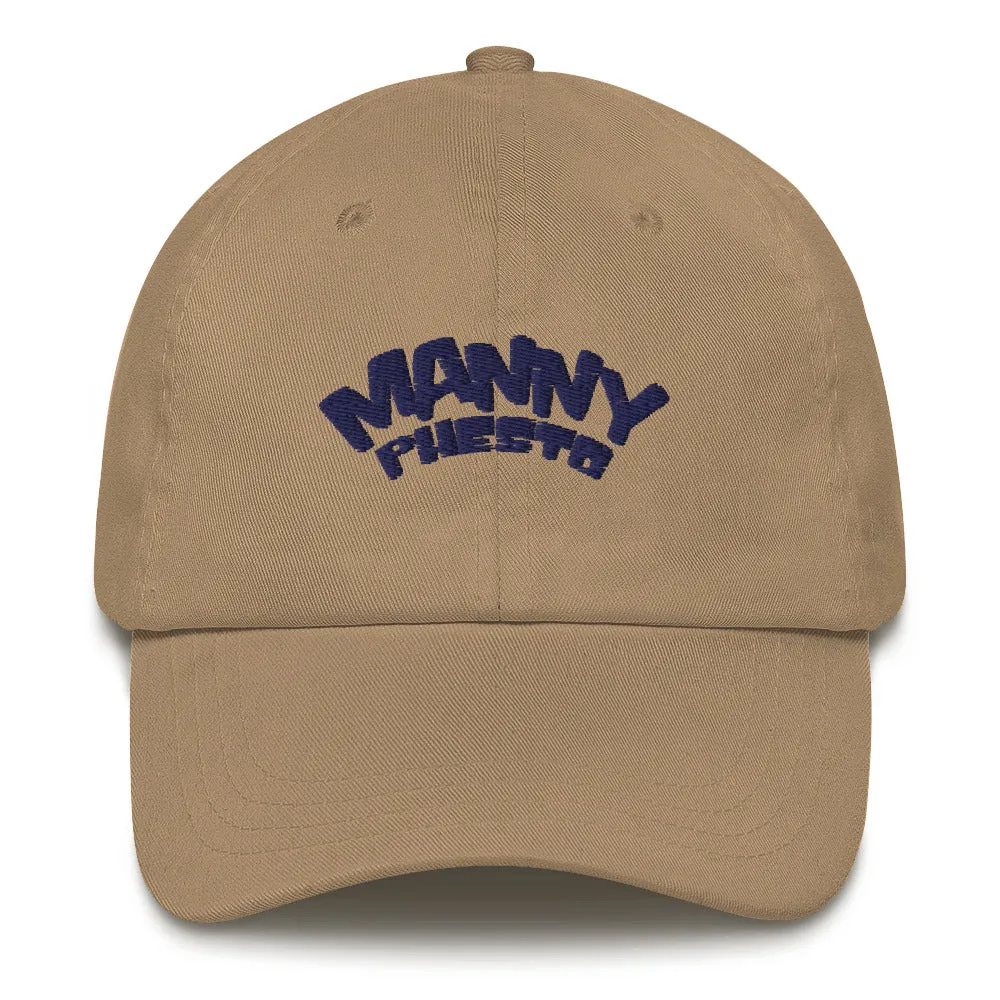 Manny Phesto Text Logo (Navy Text) Dad Hat