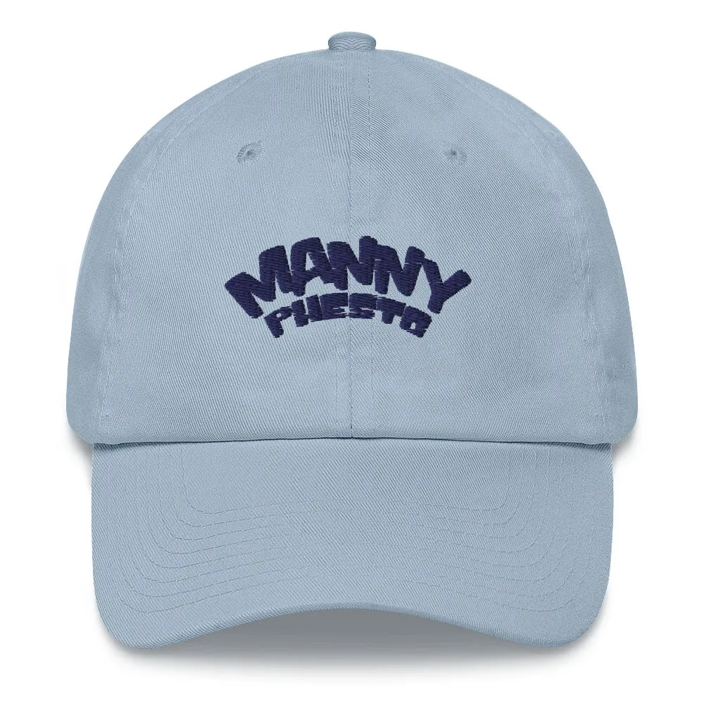 Manny Phesto Text Logo (Navy Text) Dad Hat
