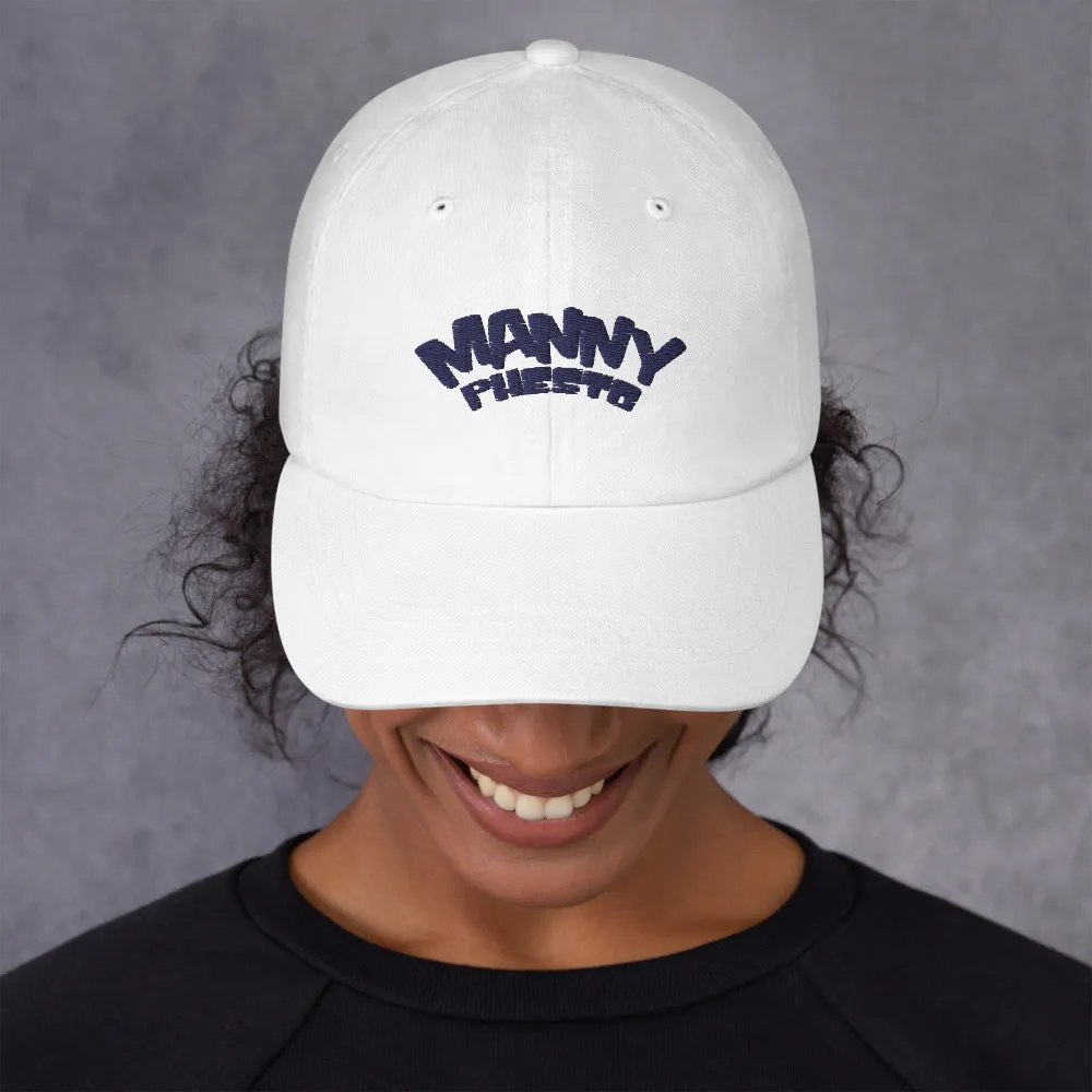 Manny Phesto Text Logo (Navy Text) Dad Hat