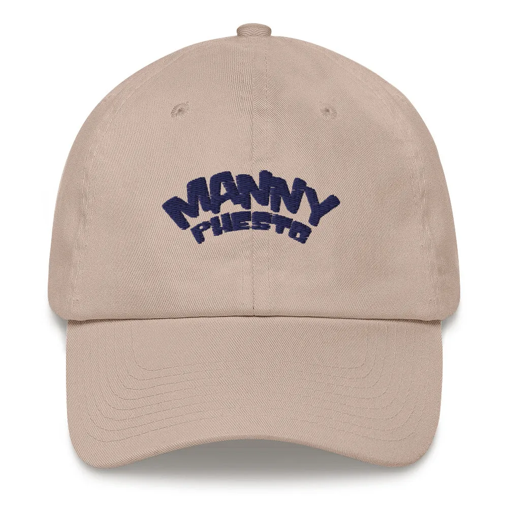 Manny Phesto Text Logo (Navy Text) Dad Hat