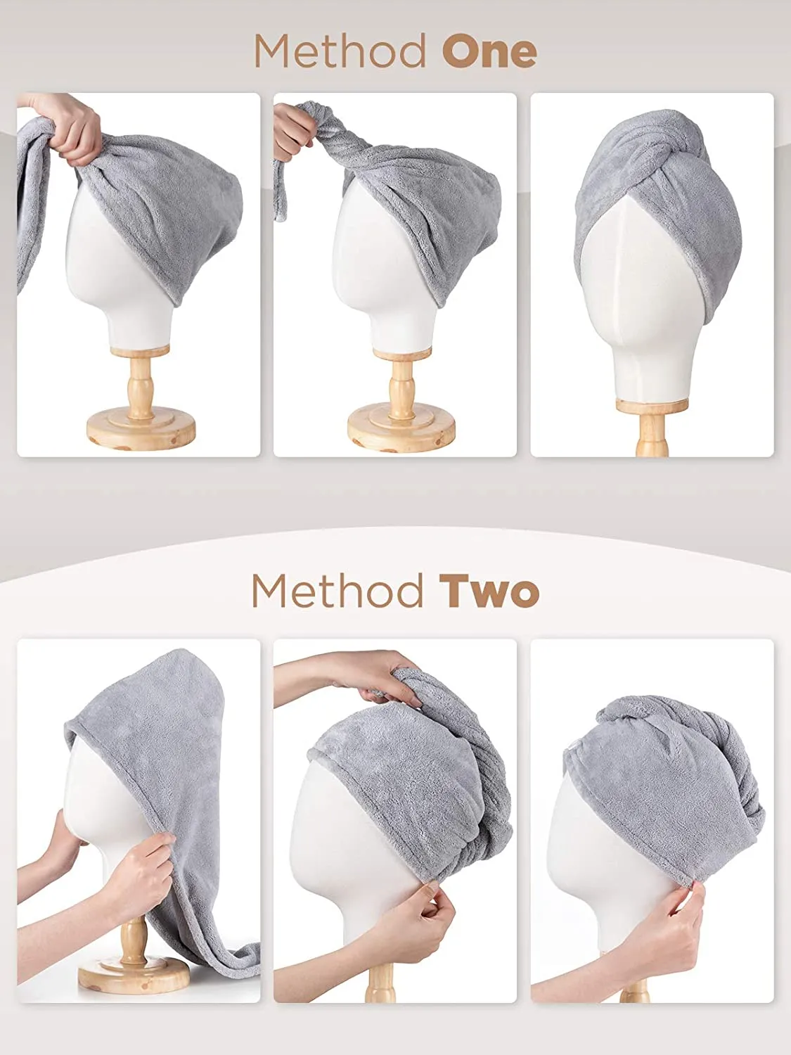 Microfiber Hair Towel,Hicober 3 Packs Hair Turbans for Wet Hair, Drying Hair Wrap Towels for Curly Hair Women Anti Frizz