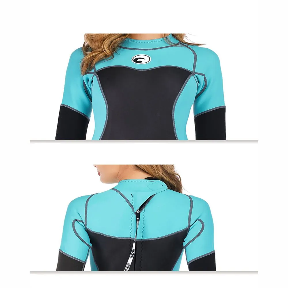 Mint Grey Black Full Length Scuba Swimsuit 1.5mm Neoprene Swimwear for water adventures for Teens and Adults