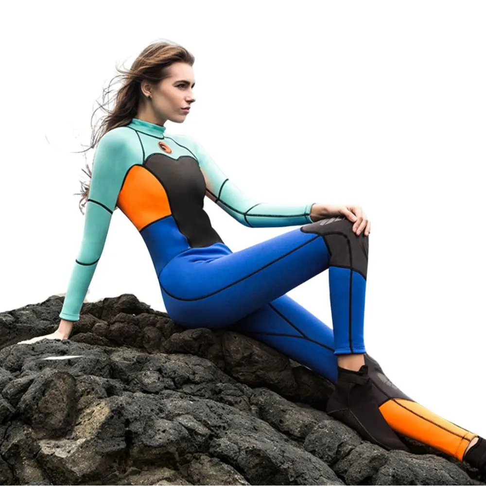 Mint Orange Cobalt Full Length Scuba Swimsuit 1.5mm Neoprene Swimwear for water adventures for Teens and Adults