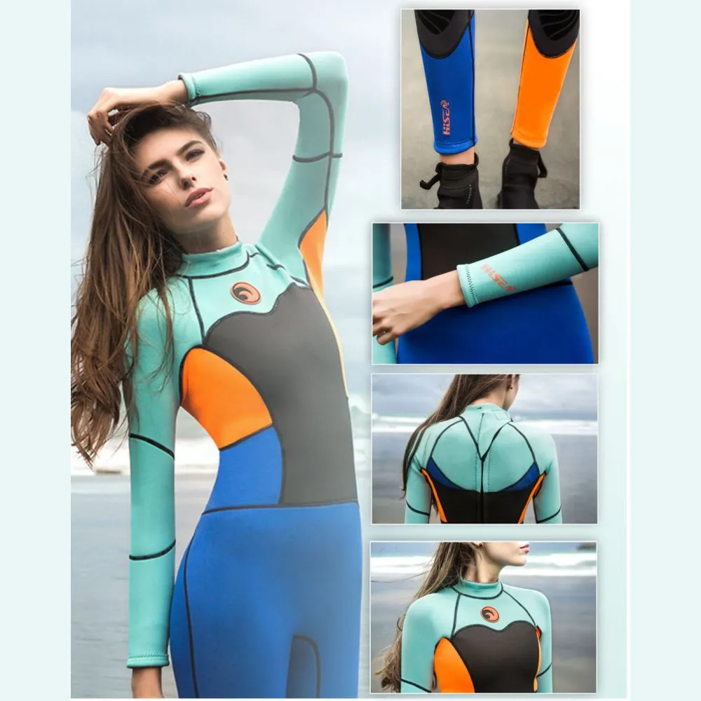 Navy Hibiscus Full Length Scuba Swimsuit 1.5mm Neoprene Swimwear for water adventures for Teens and Adults