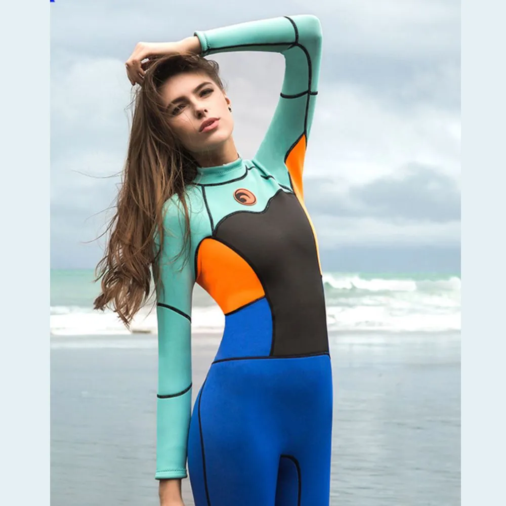 Navy Hibiscus Full Length Scuba Swimsuit 1.5mm Neoprene Swimwear for water adventures for Teens and Adults