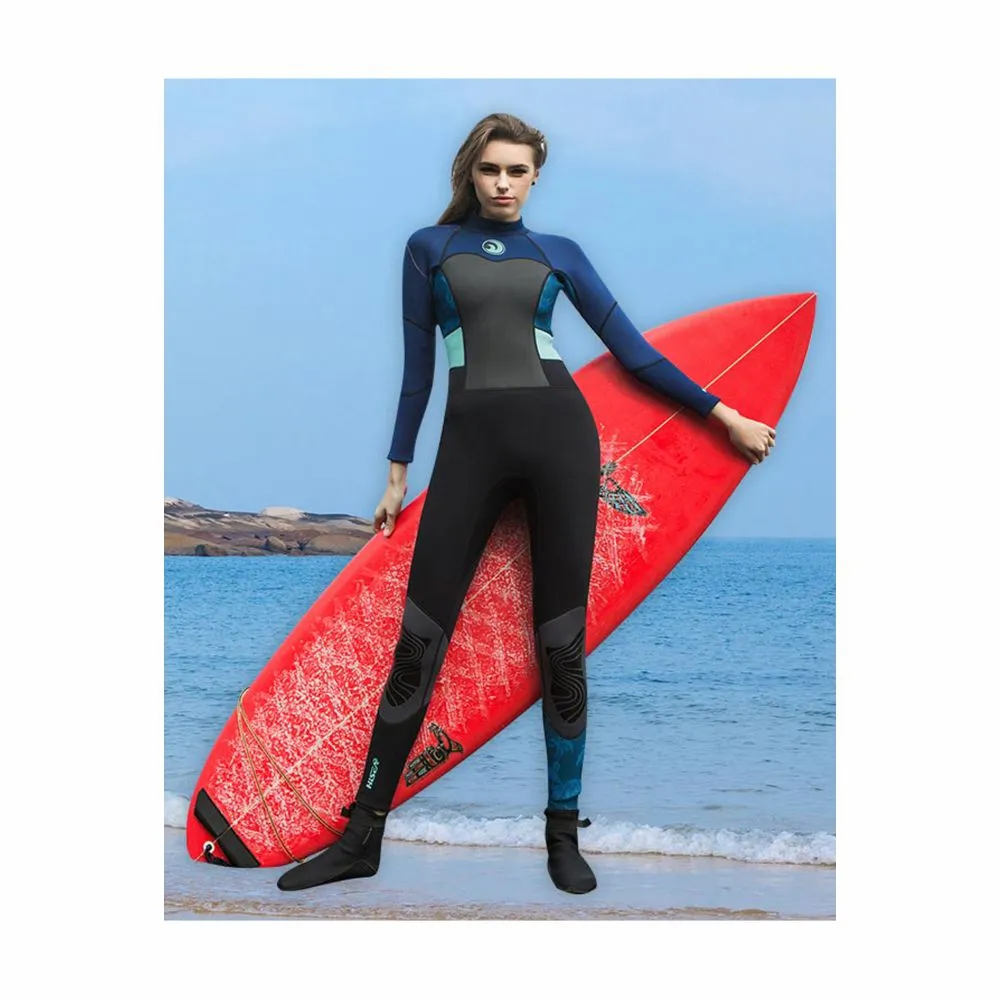 Navy Hibiscus Full Length Scuba Swimsuit 1.5mm Neoprene Swimwear for water adventures for Teens and Adults