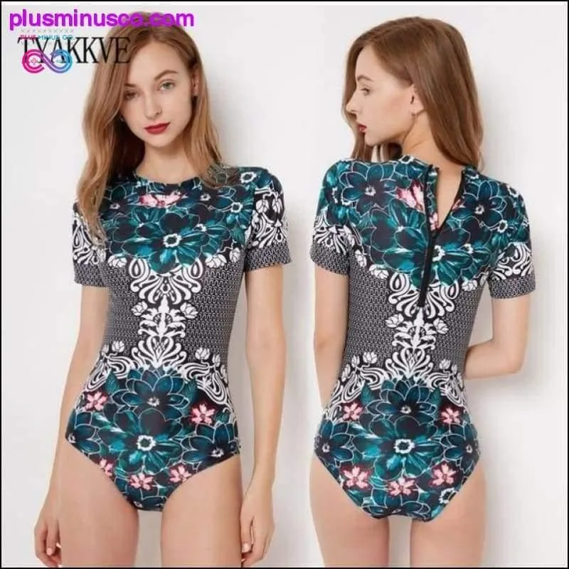 New Rashguard Long Sleeve Swimsuit One Piece Print Surf