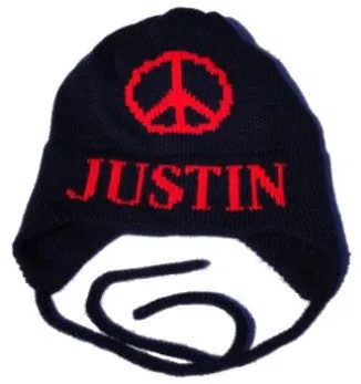 Peace Sign Personalized Hat with Earflaps