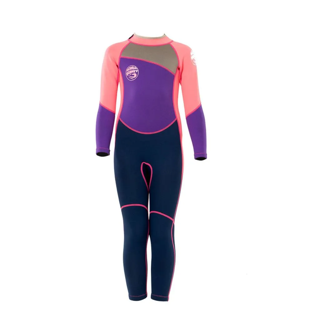 Pink Violet and black Full Length Scuba Swimsuit 2.5mm Neoprene Swimwear for water adventures for Kids and Teens