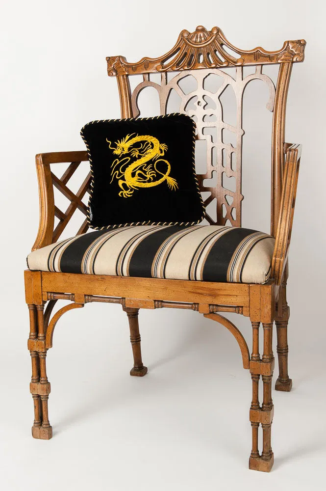 "Myth of the Dragon" Black Velvet Pillow