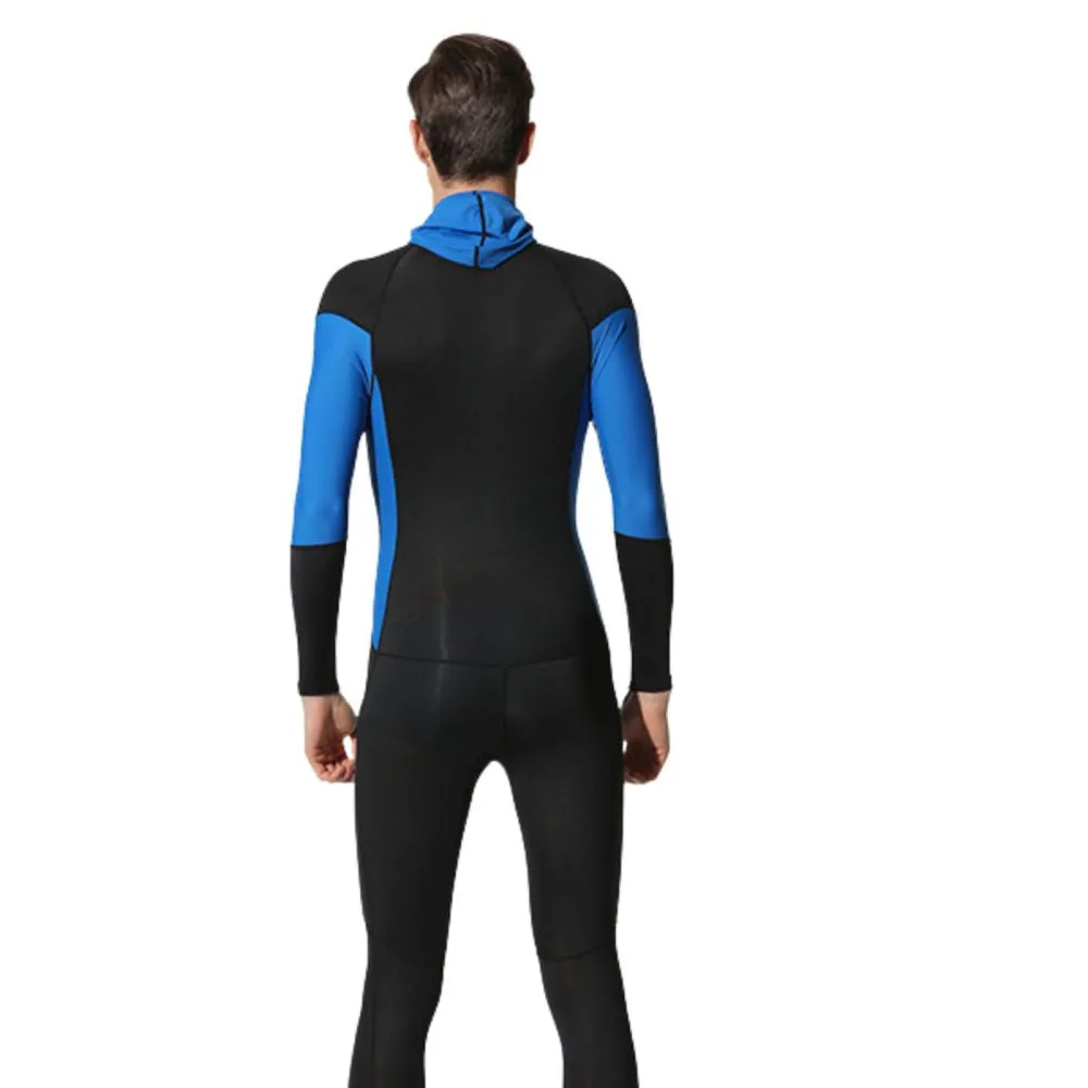 Royal Blue Black and White Full Length UPF 50   Hoodie style  Men's Swimwear for water adventures for Teens and Adults