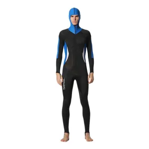 Royal Blue Black and White Full Length UPF 50   Hoodie style  Men's Swimwear for water adventures for Teens and Adults