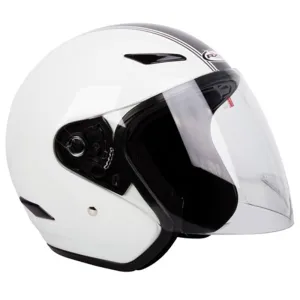 RXT Metro Retro Motorcycle Helmet White Silver