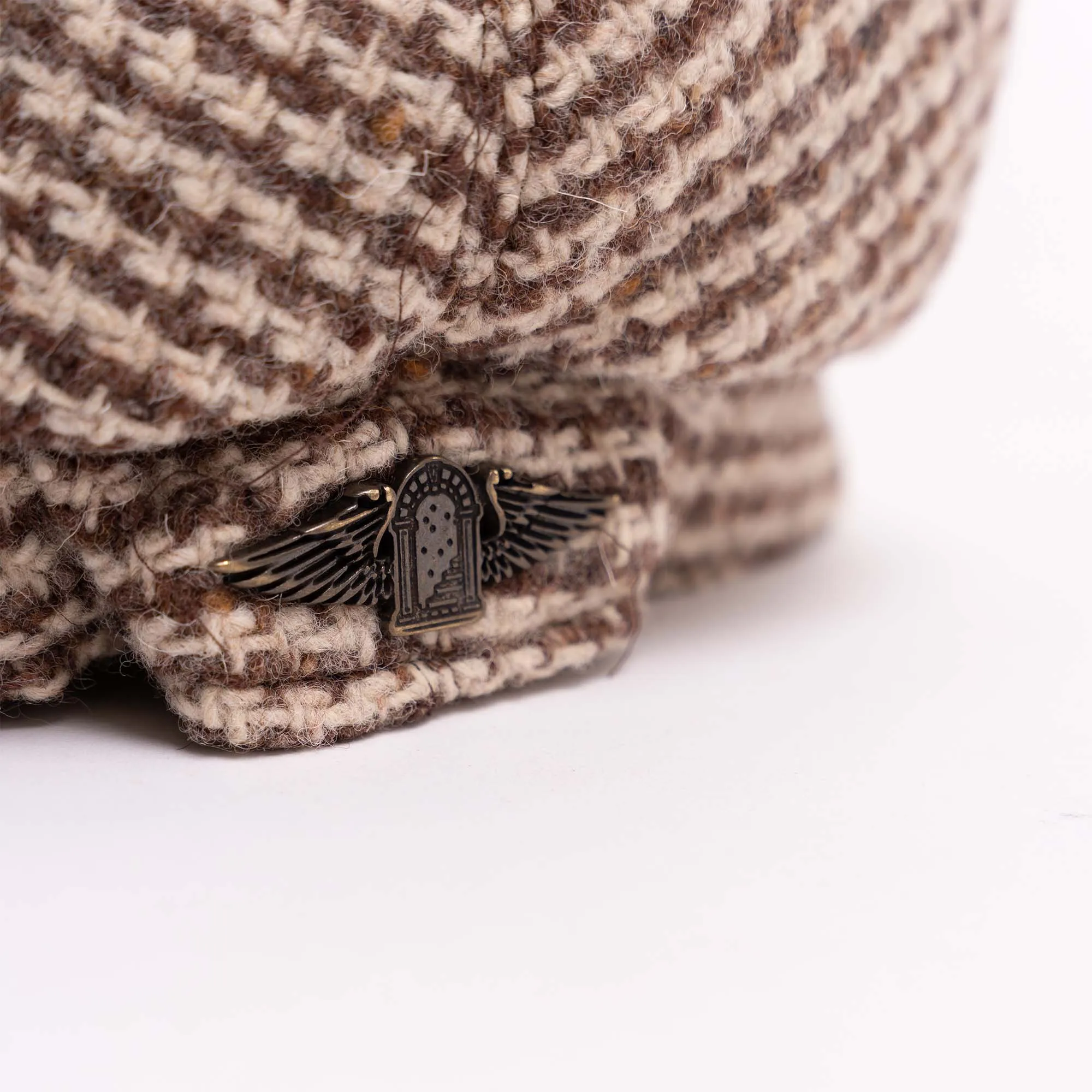 Shangri-la Heritage - "Outlaw" Pied de Poule 8 Panel Riders Cap - Beige