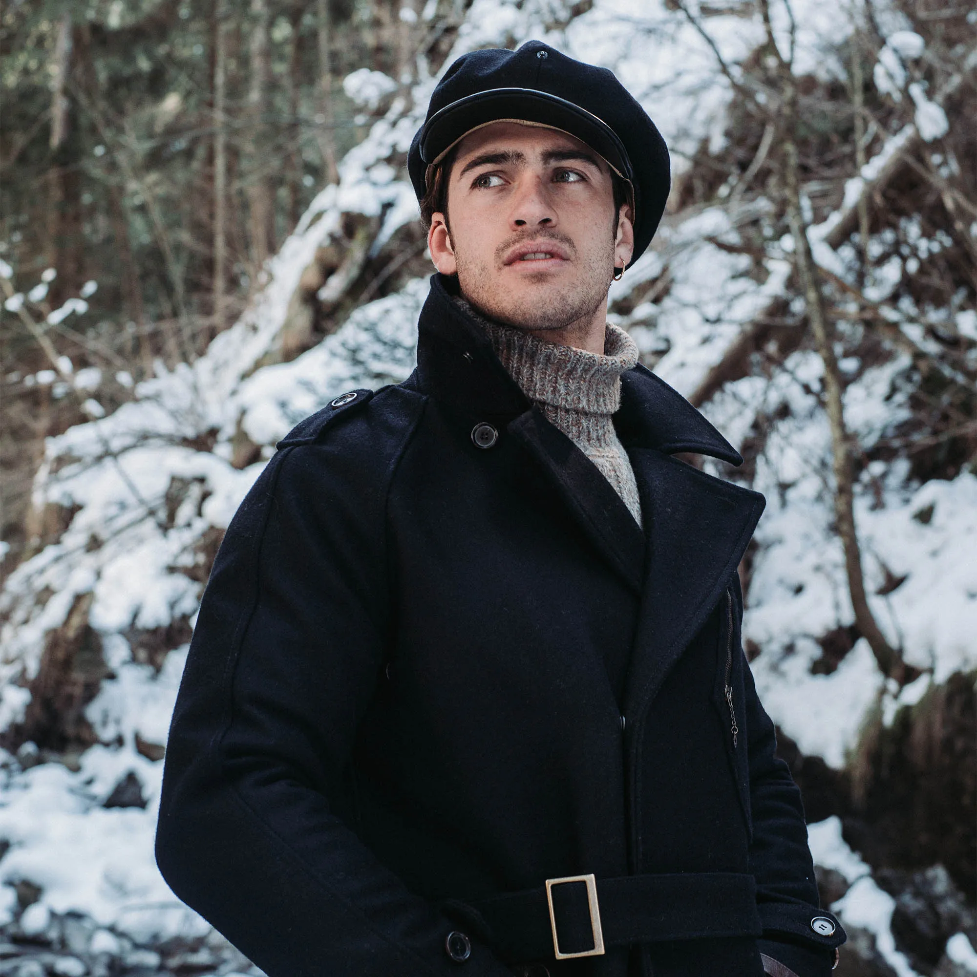 Shangri-la Heritage - "Outlaw" Wool 8 Panel Riders Cap - Navy