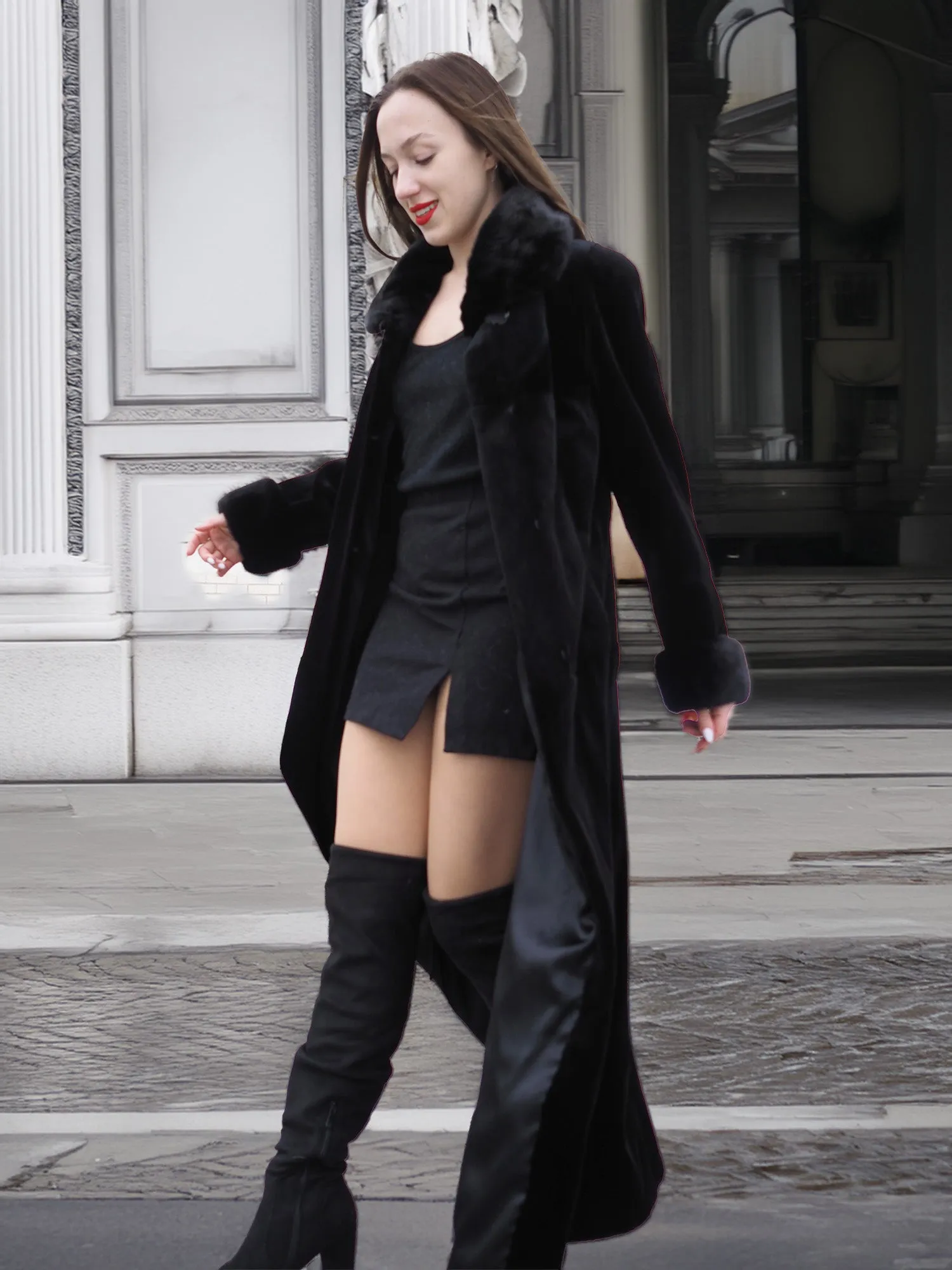 Sheard Black Mink Fur Coat XS/S Excellent