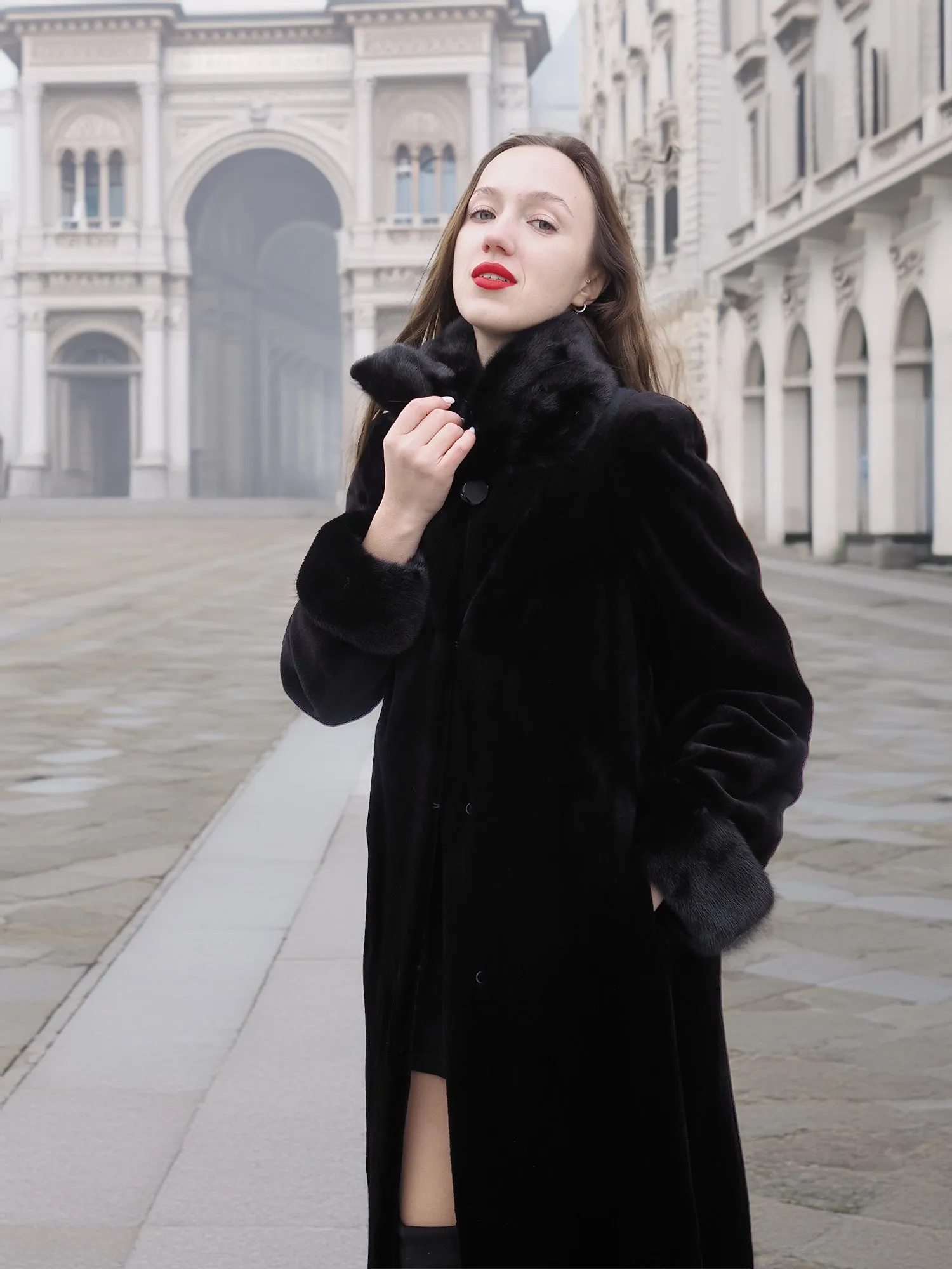 Sheard Black Mink Fur Coat XS/S Excellent