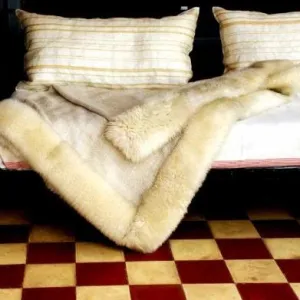 Sheepskin Throw - Lambskin Trim Wool Throw