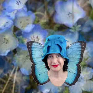 Turquoise Blue Felted Bucket Hat with Wings