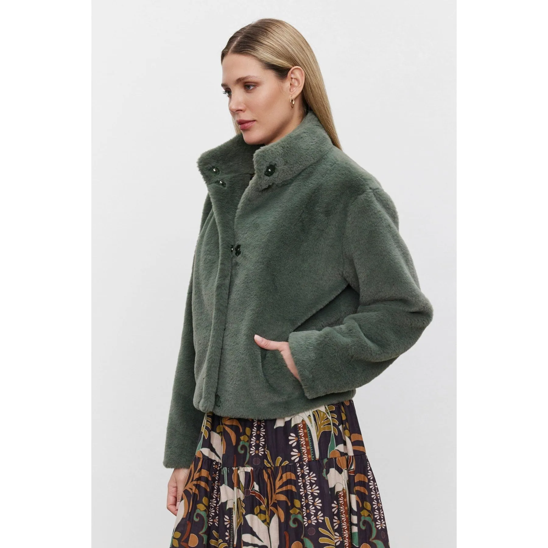Velvet by Graham and Spencer Sheena Lux Faux Fur Jacket in Meadow