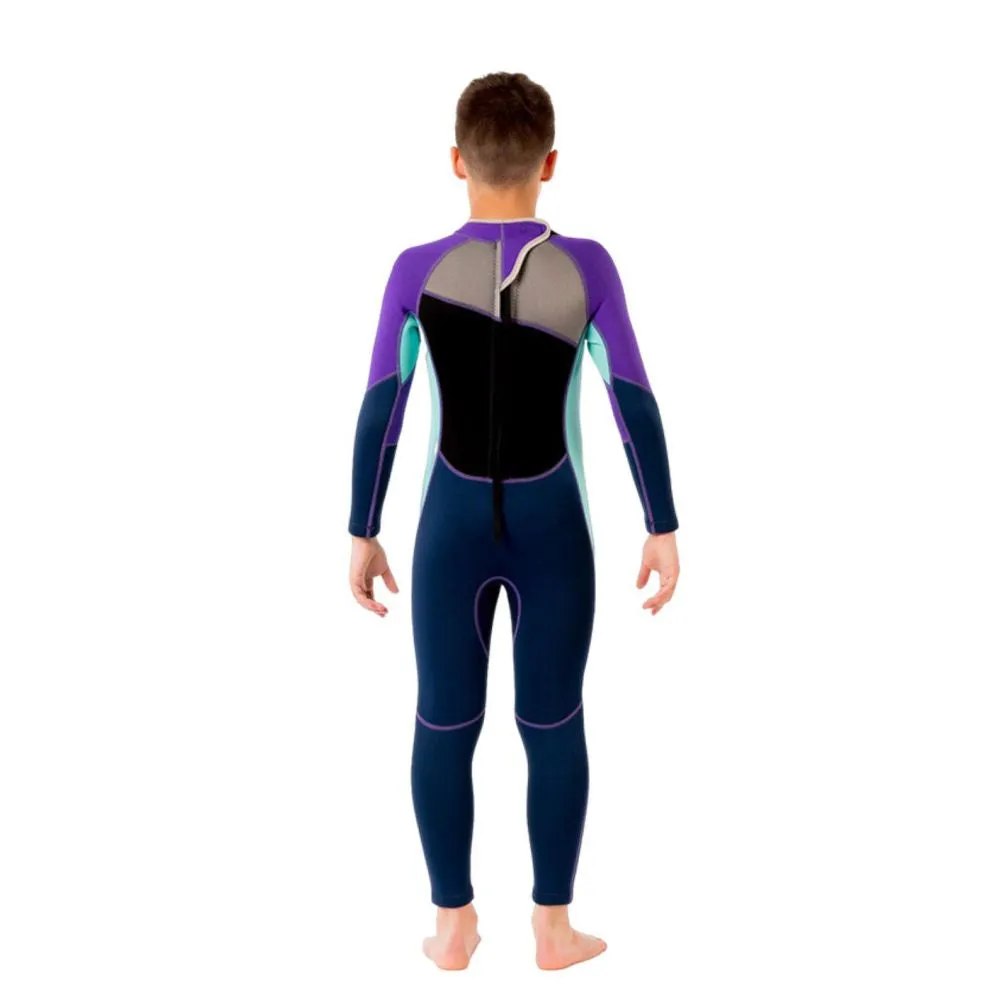 Violet Teal and Black Full Length Scuba Swimsuit 2.5mm Neoprene Swimwear for water adventures for KidsTeens and Adults