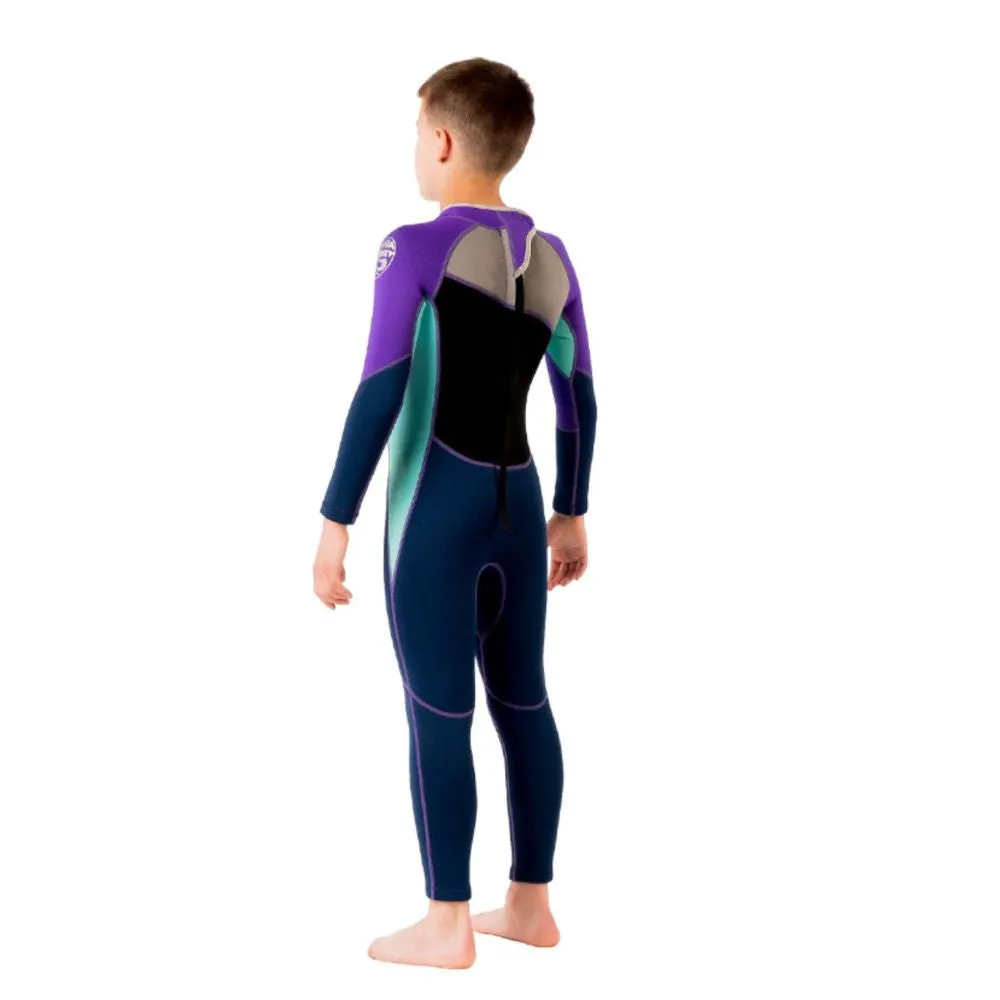 Violet Teal and Black Full Length Scuba Swimsuit 2.5mm Neoprene Swimwear for water adventures for KidsTeens and Adults