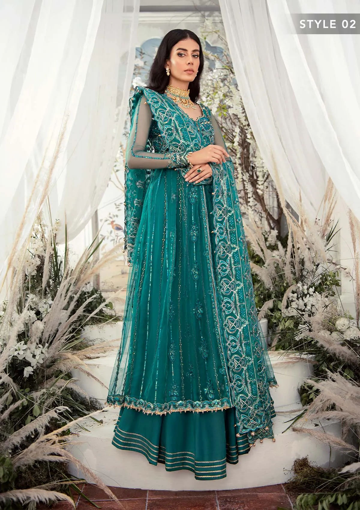 Wedding Festive '22 - Look 08 |  AIK Atelier Wedding Festive Unstitched Luxury Collection 2022 | Embroidered Net Organza Suits