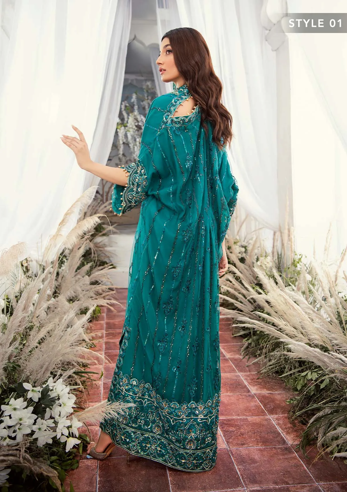 Wedding Festive '22 - Look 08 |  AIK Atelier Wedding Festive Unstitched Luxury Collection 2022 | Embroidered Net Organza Suits