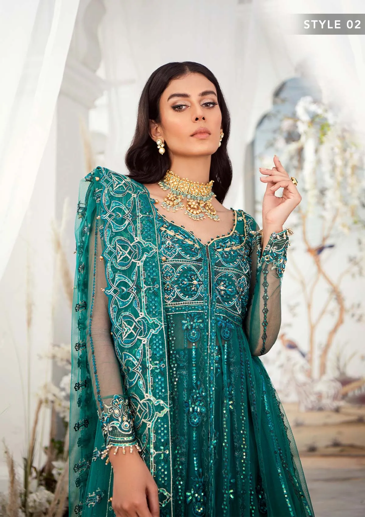 Wedding Festive '22 - Look 08 |  AIK Atelier Wedding Festive Unstitched Luxury Collection 2022 | Embroidered Net Organza Suits