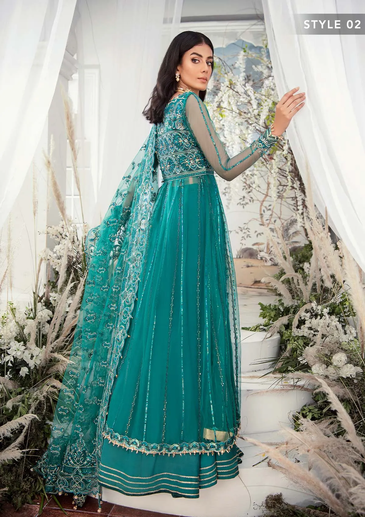 Wedding Festive '22 - Look 08 |  AIK Atelier Wedding Festive Unstitched Luxury Collection 2022 | Embroidered Net Organza Suits