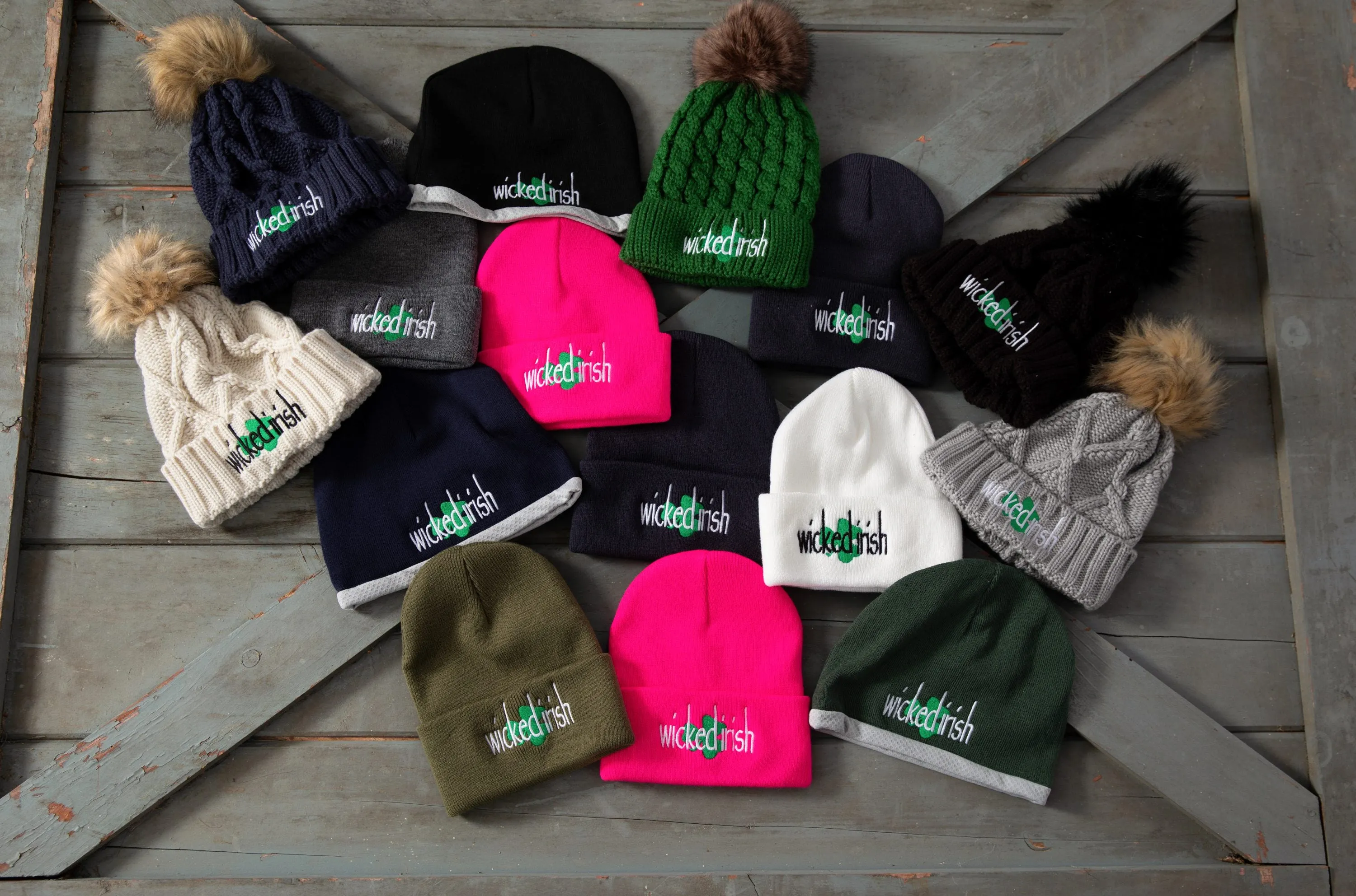 Wicked Irish Faux Fur Pom Pom Hat
