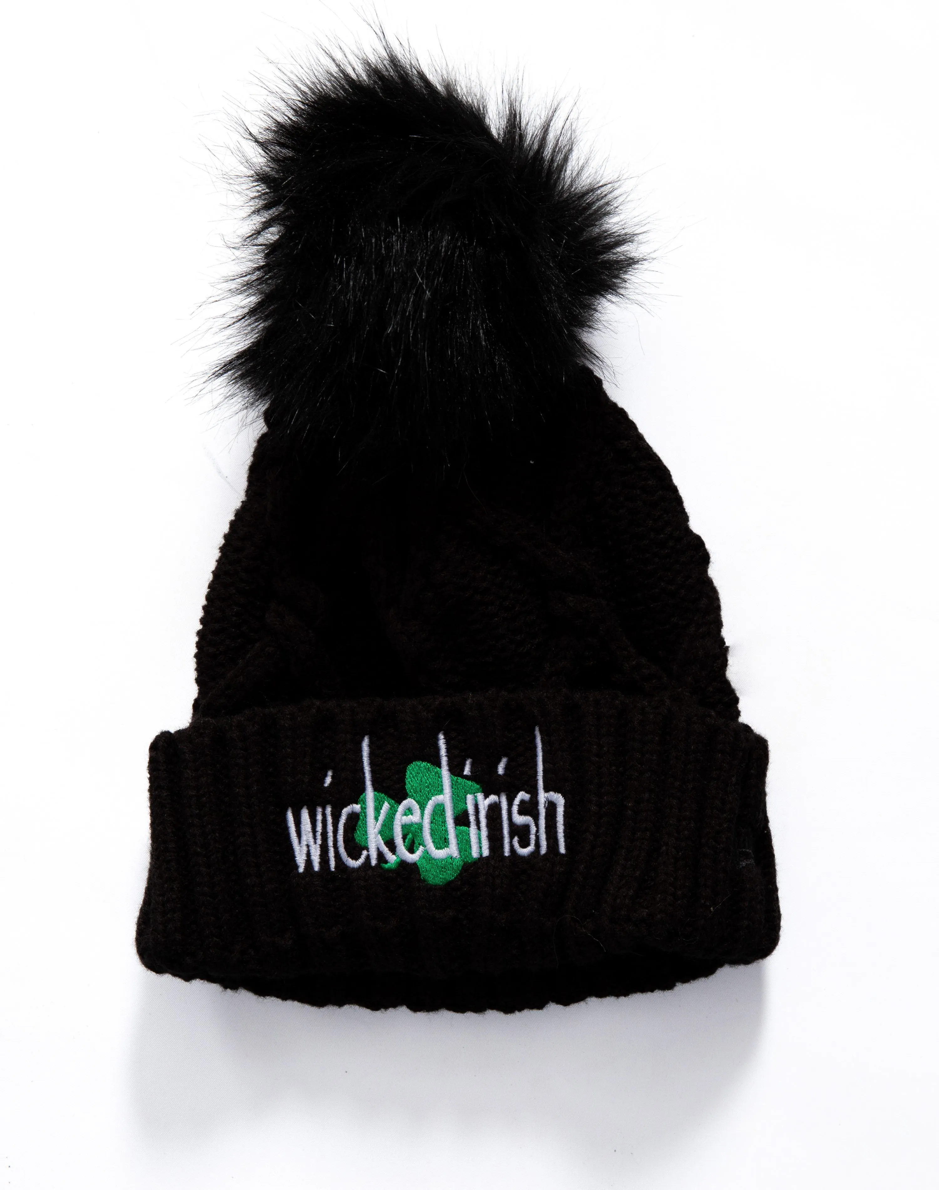 Wicked Irish Faux Fur Pom Pom Hat