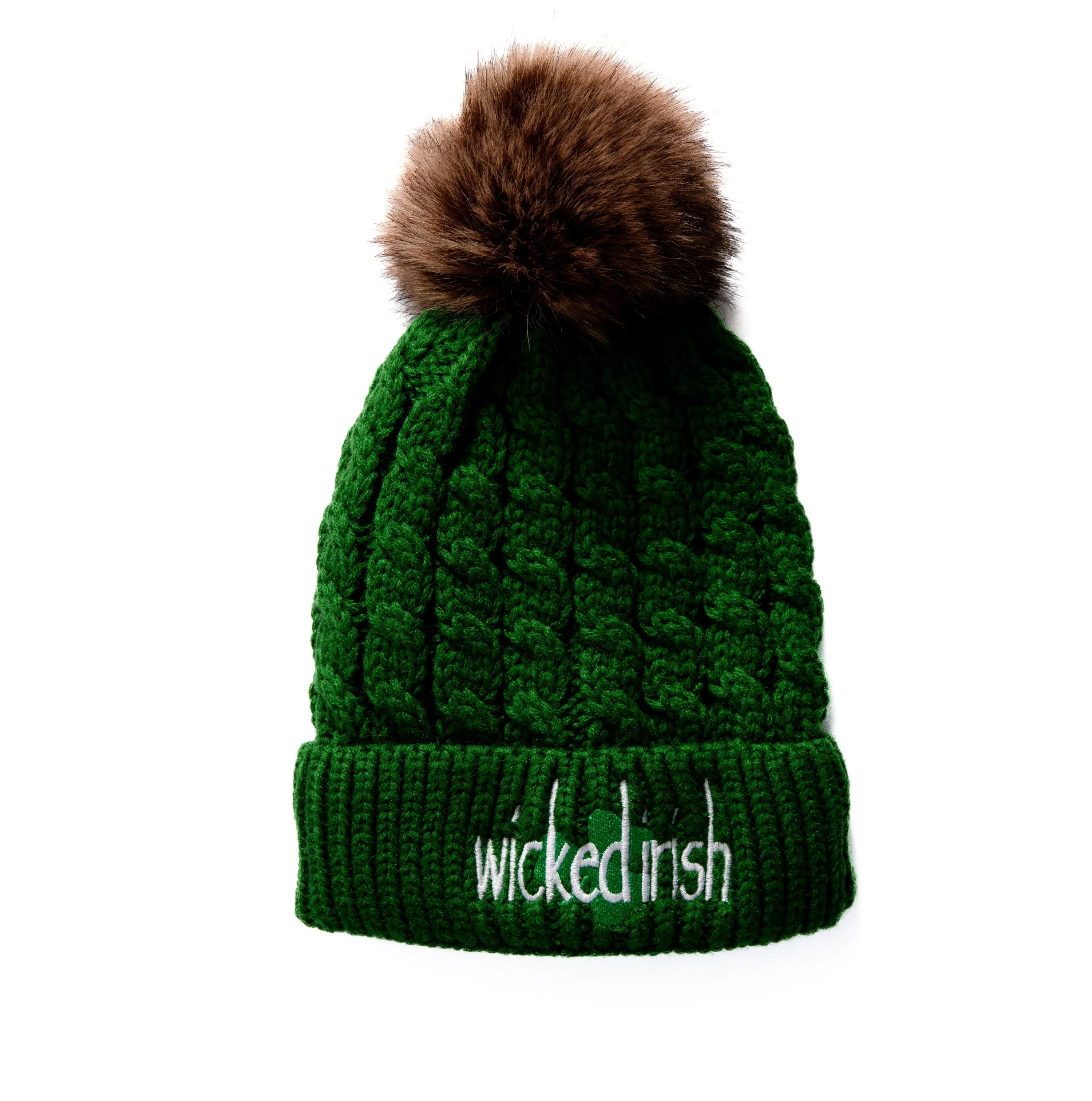Wicked Irish Faux Fur Pom Pom Hat