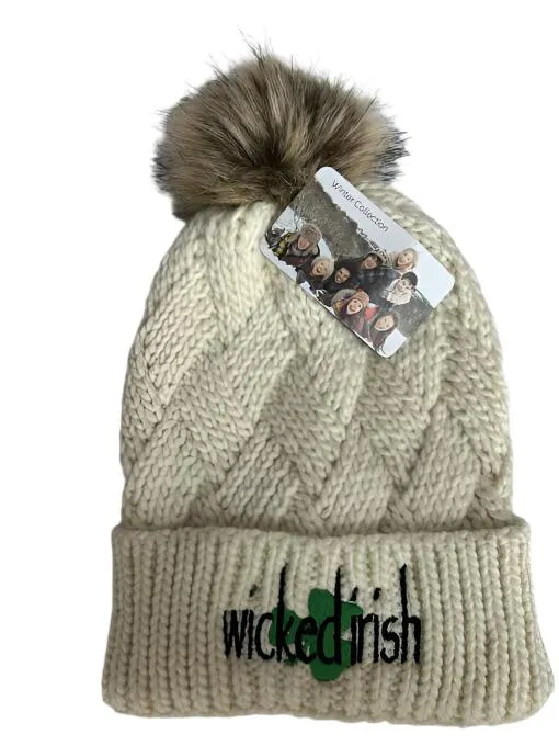 Wicked Irish Faux Fur Pom Pom Hat