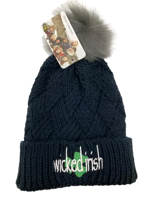 Wicked Irish Faux Fur Pom Pom Hat