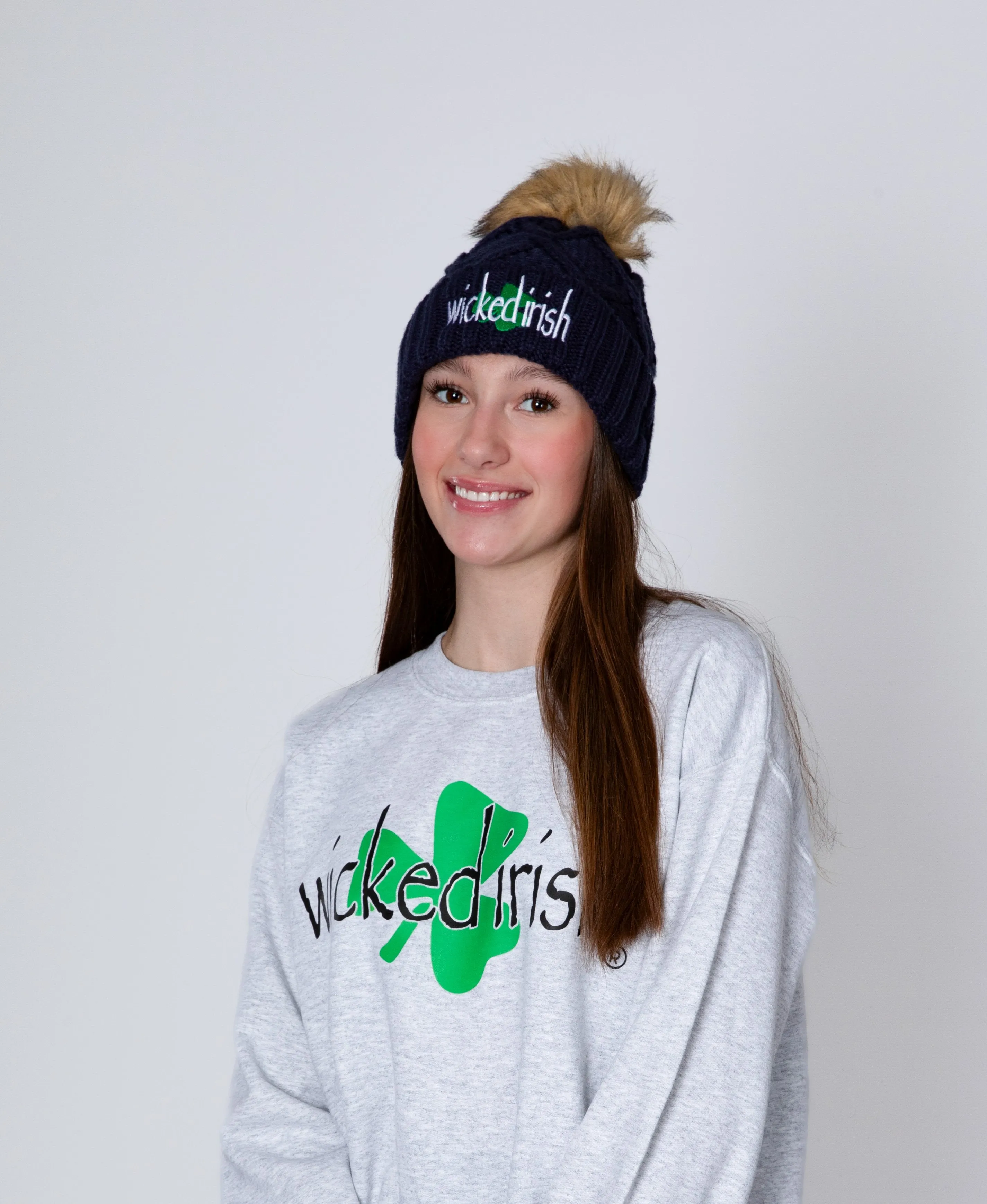 Wicked Irish Faux Fur Pom Pom Hat