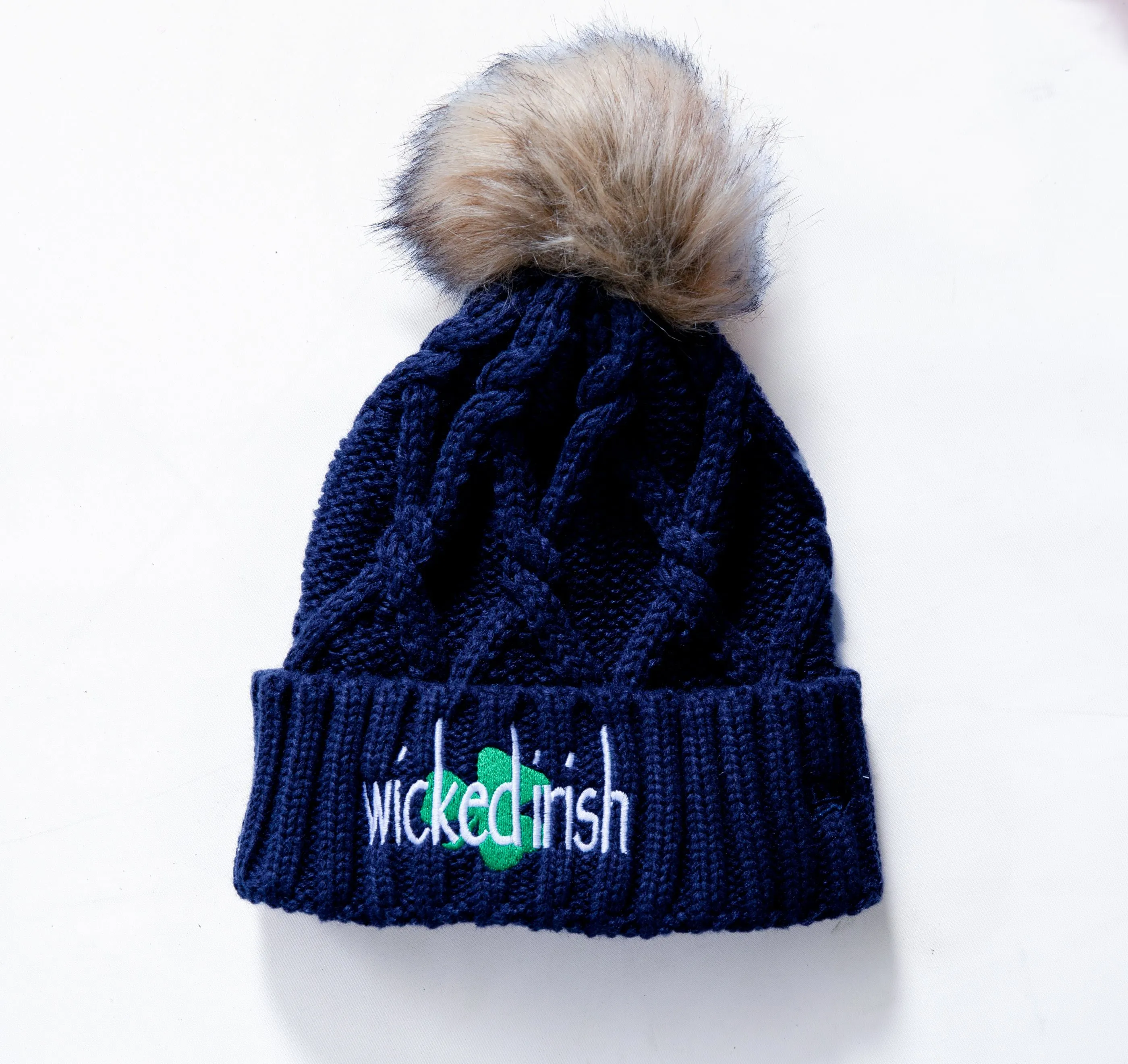 Wicked Irish Faux Fur Pom Pom Hat