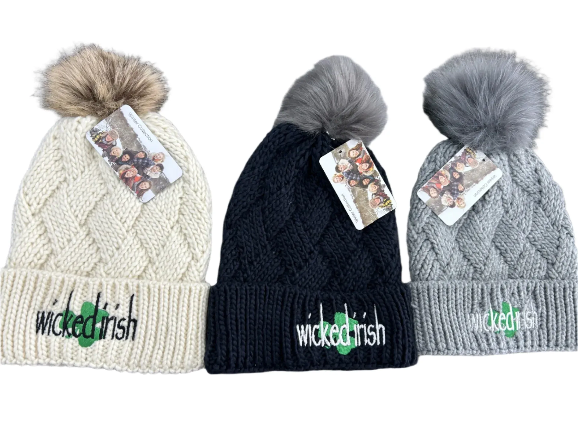Wicked Irish Faux Fur Pom Pom Hat
