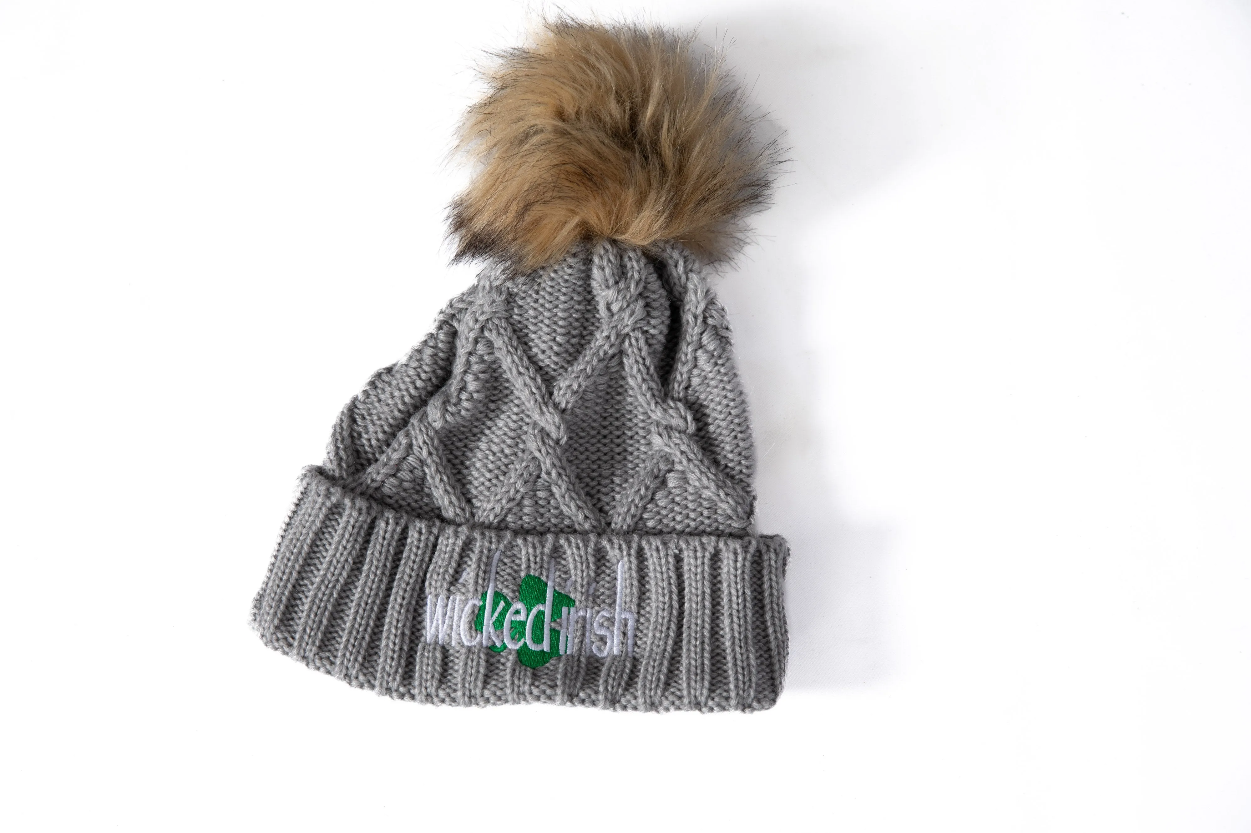 Wicked Irish Faux Fur Pom Pom Hat
