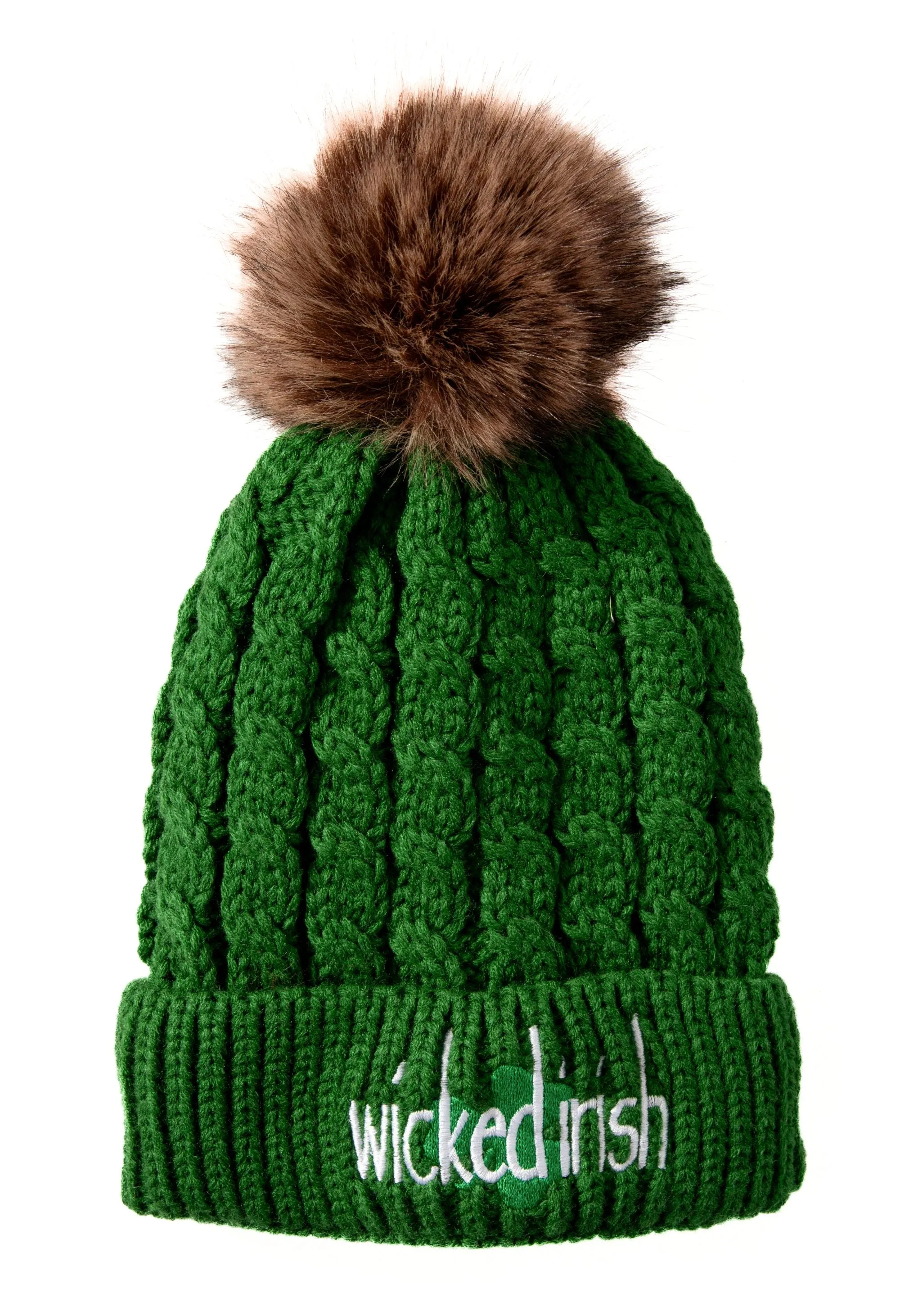Wicked Irish Faux Fur Pom Pom Hat